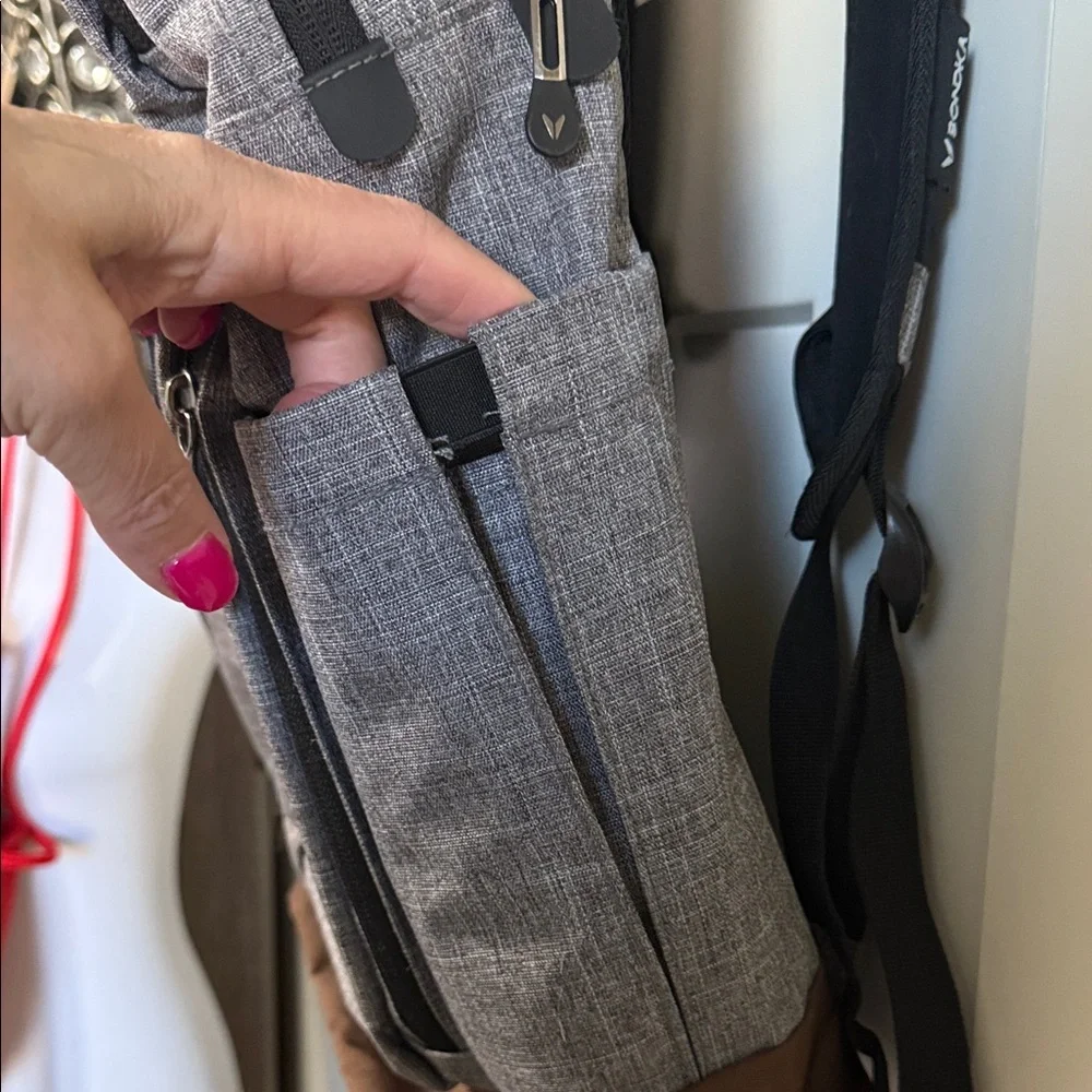 Bondka Stylish Gray and Brown Backpack like new